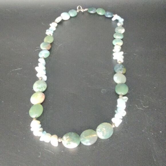 Aquamarine and Jadeite‎ necklace - Picture 4 of 7